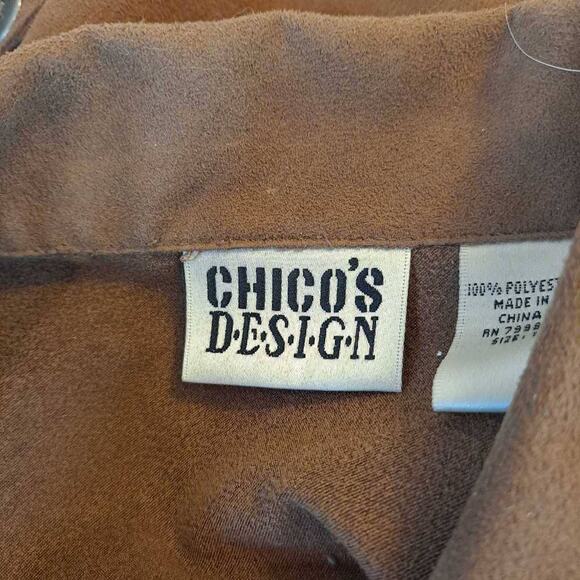 Chicos Women's Shirt Jacket Brown Waist Length Buttons Pockets Collar XL - Picture 6 of 8